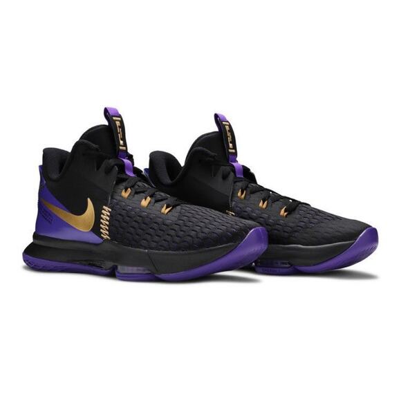 Nike Lebron Witness 5 V Men Basketball Shoes Sz16 Black/Gold/Purple CQ9380 003 - Picture 1 of 5